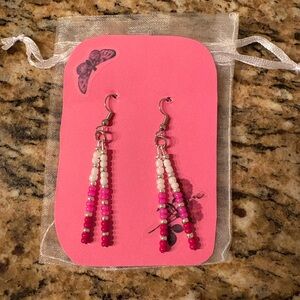 Handmade Red to Pink Ombre Earrings